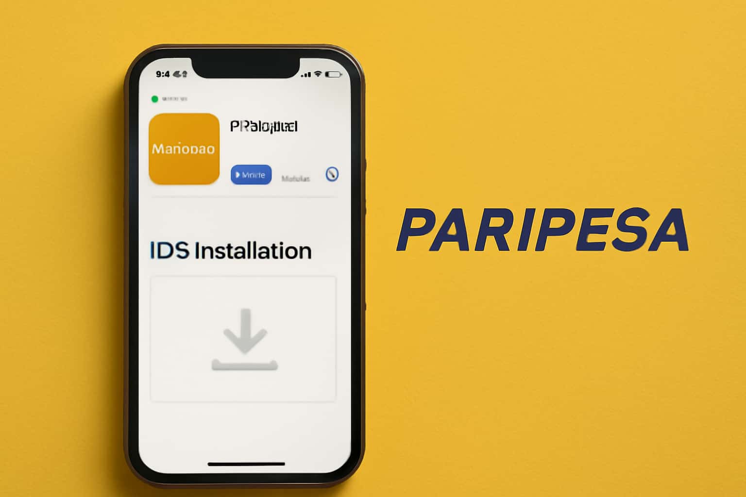 An instructional graphic representing the installation process of Paripesa on iOS.