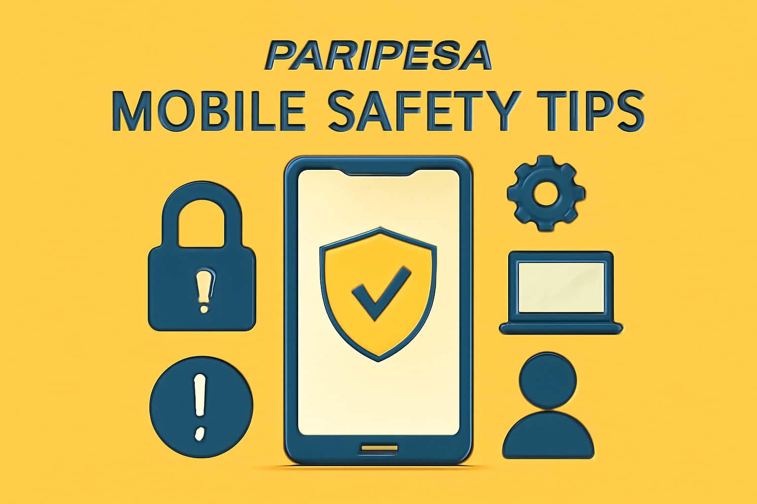 An informative scene illustrating safety tips for using the Paripesa mobile app.