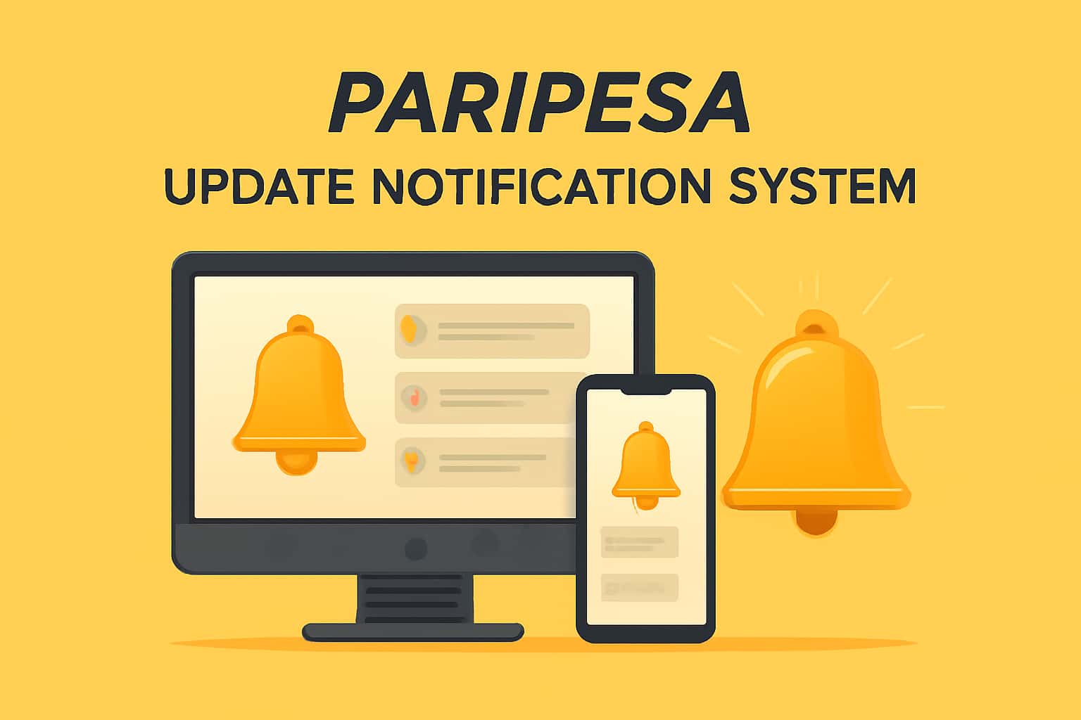 Informational scene showcasing the Paripesa Update Notification System