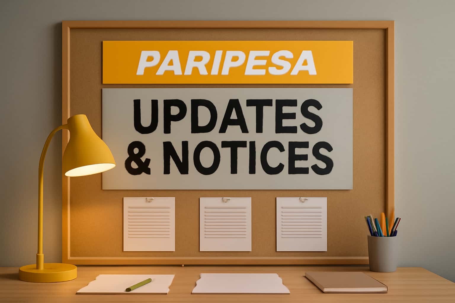 An informational scene about Paripesa Updates & Notices.
